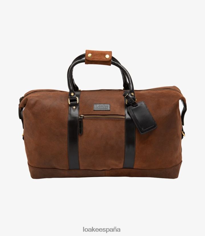 cuero Loake bolsa de fin de semana de cornualles ante encerado marron 8LF0BH223